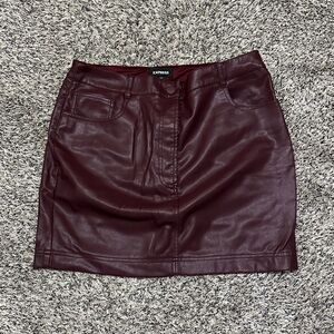 Express Faux Leather Mini Skirt in Burgundy